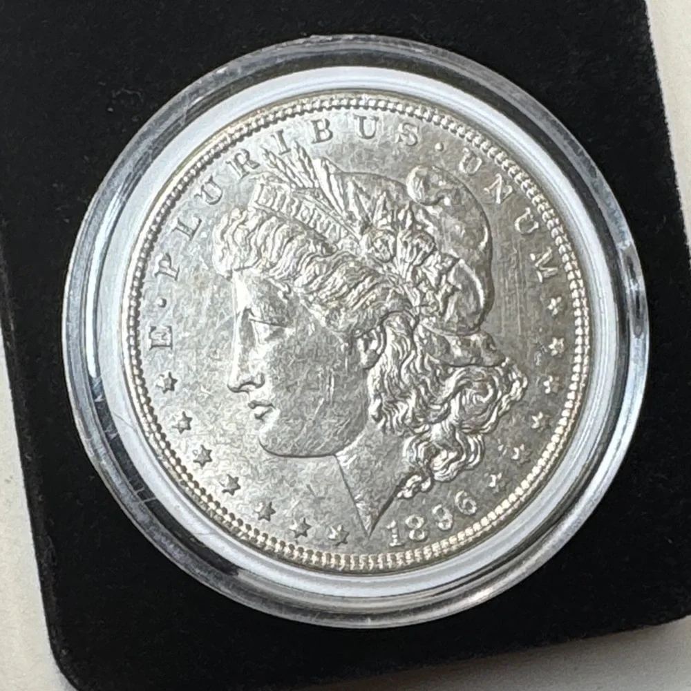 Morgan Dollar Silver Coin  1896 in Protective Case vintage rare old coin - Picture 6 of 9
